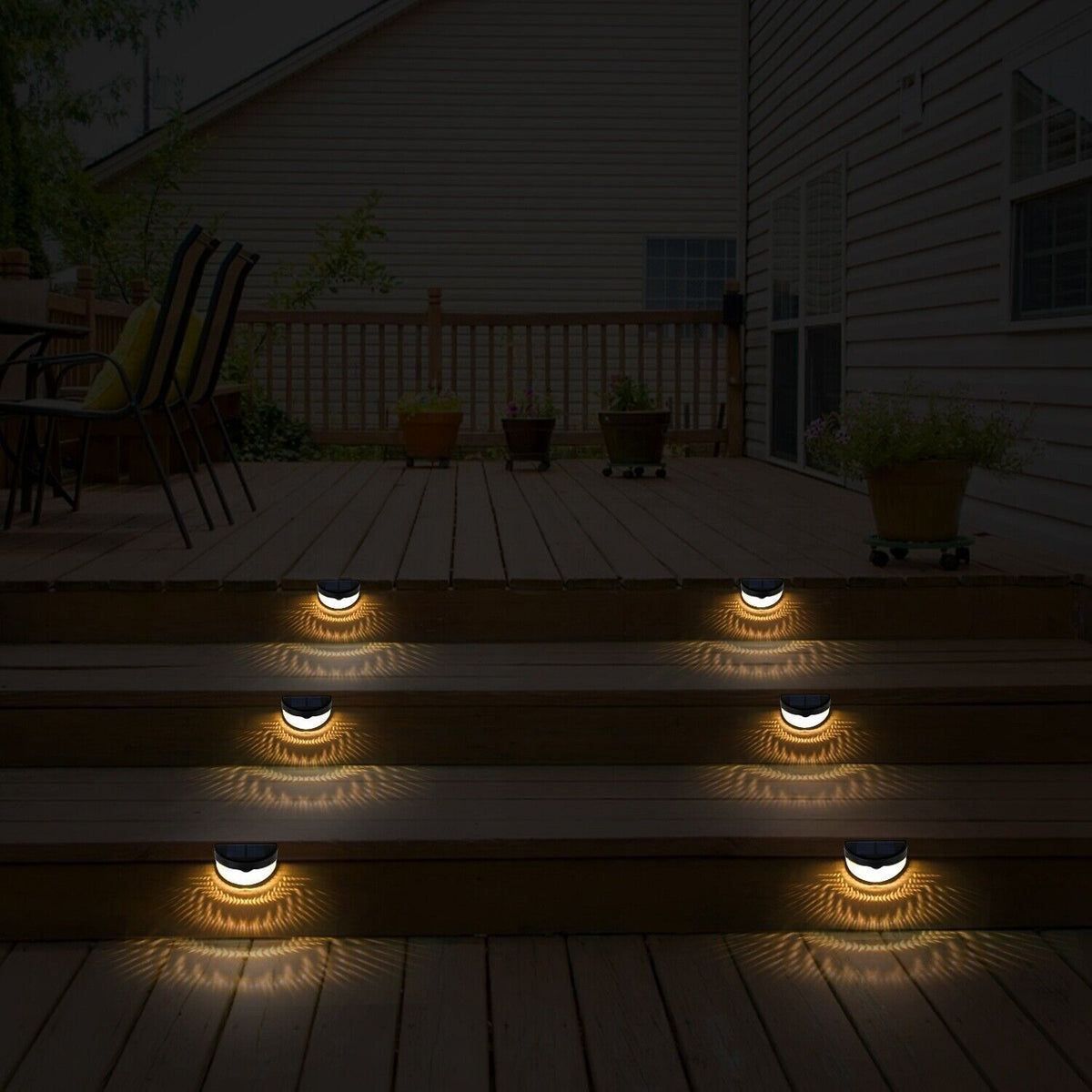 Set 4 Lampi Solare pentru Exterior, Montare Perete, cu 6 LED-uri, Lumina Calda - Boomsale.ro