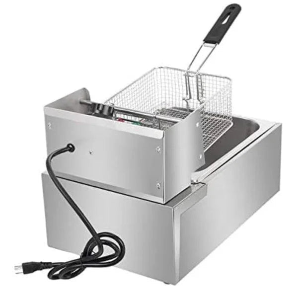 Friteuza Electrica Profesionala 6L, Inox, 2500W – Termostat Reglabil, Capac Antistropire, Usor de Curatat - Boomsale.ro