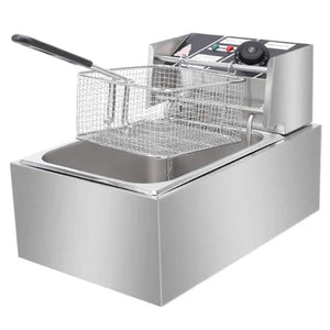 Friteuza Electrica Profesionala 6L, Inox, 2500W – Termostat Reglabil, Capac Antistropire, Usor de Curatat - Boomsale.ro